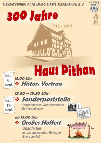 12. Sep. 2015, 300 Jahre Haus Pithan - m. Vortrag, Sonderpoststelle & Spanferkel